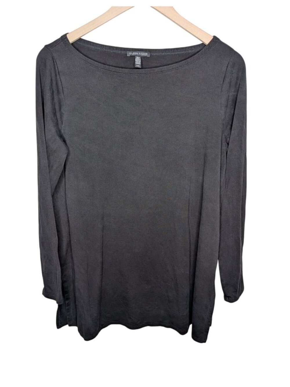 Eileen Fisher Womens Black Long Sleeve Tunic Top Size Medium